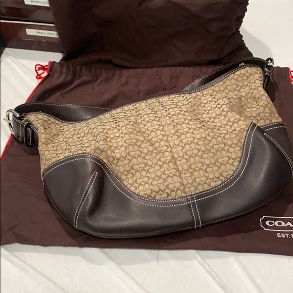 Coach Brown Monogram Shoulder Bag - Picture 1 of 4